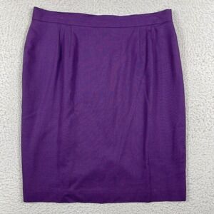 Vintage KGR Pencil Skirt Womens 16 Purple Rayon Linen Blend 90s USA Office VTG